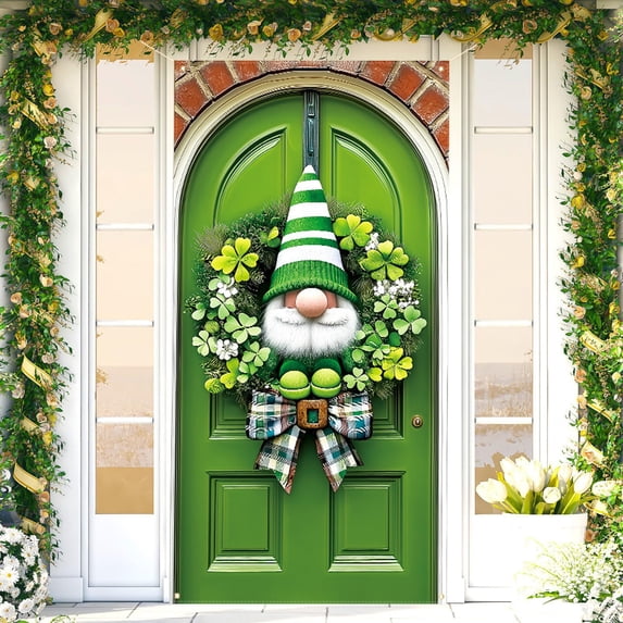 YMARPT St. Patrick's Day Door Cover, Happy St. Patrick's Day Banner Decorations, St. Patrick's Theme Party Photo Background Party Supplies Decorations, 3x6Ft