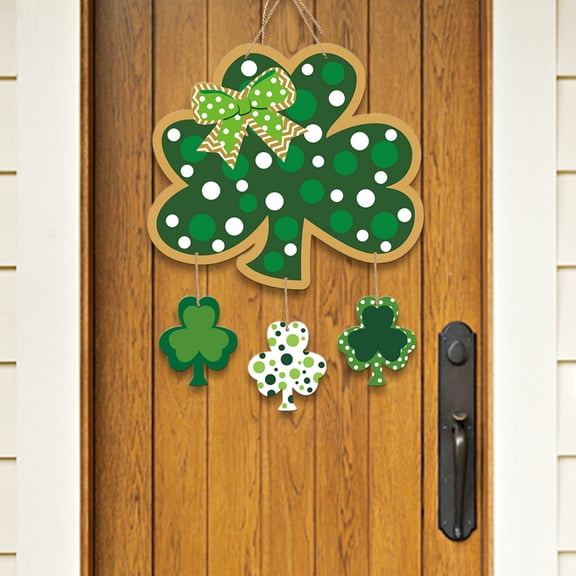 YMARPT St. Patrick's Day Door Sign, St. Patrick's Day Shamrocks Door Sign Decor, Irish Hanging Welcome Board, Shamrock Hanger Front Door Sign for St. Patrick's Day Farmhouse Window Decoration