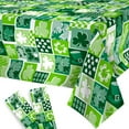 thumbnail image 1 of YMARPT St. Patrick's Day Tablecloth, 54x108in Easter Table Cover, Disposable Plastic Tablecloth, Green Rectangle Clovers Printed Table Cover for St. Patrick's Spring Holiday Party Supplies, 1 of 5