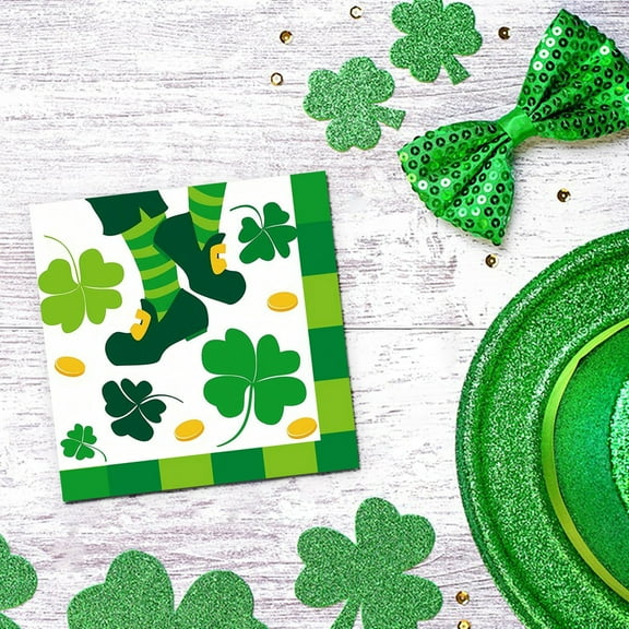 YMARPT St. Patrick's Day Tableware Set Party Supplies, Disposable Decorative Tableware for 10/24 Guests, St. Patrick's Day Party Theme Tableware Set