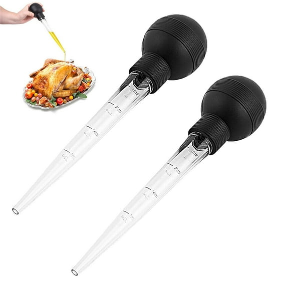 YMARPT Turkey Baster Set, Turkey Baster with Cleaning Brush, 11.5 inch Baster with Measurments, 28ml Meat Baster Kitchen Utensil for BBQ Grill Baking Kitchen