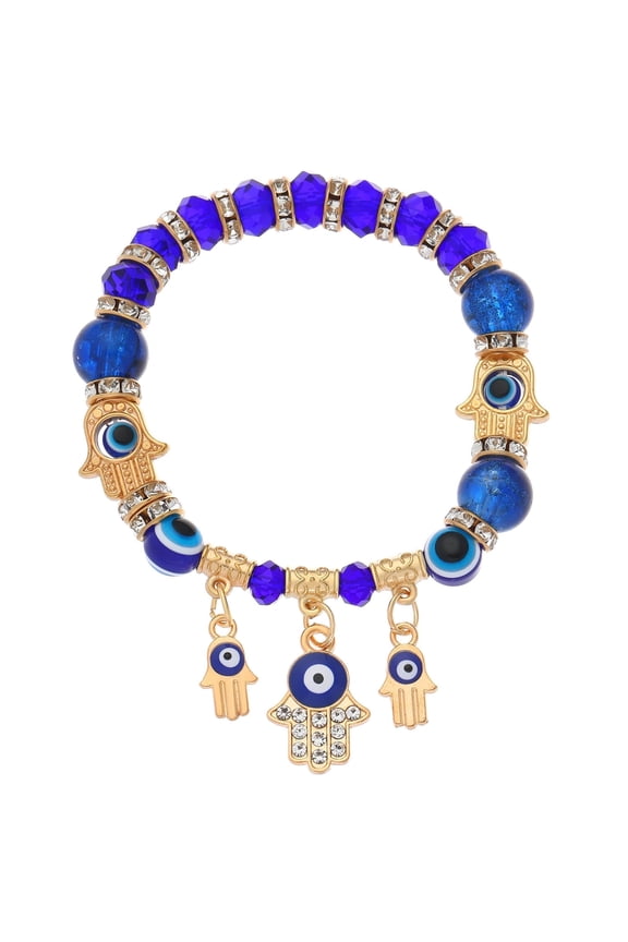 1-Piece Gold tone Hamsa Hand & Evil Eye Hand Bracelet for Women Protection Jewelry Evil Stackable Boho Bracelet for Easter Gift Monday's Day