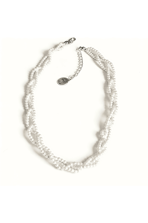 Triple-Strand Twisted Pearl Necklace for Women, Woven Faux Pearl Necklace with Adjustable Chain, Layering Statement Old Money French Vintage Style Gift for Her