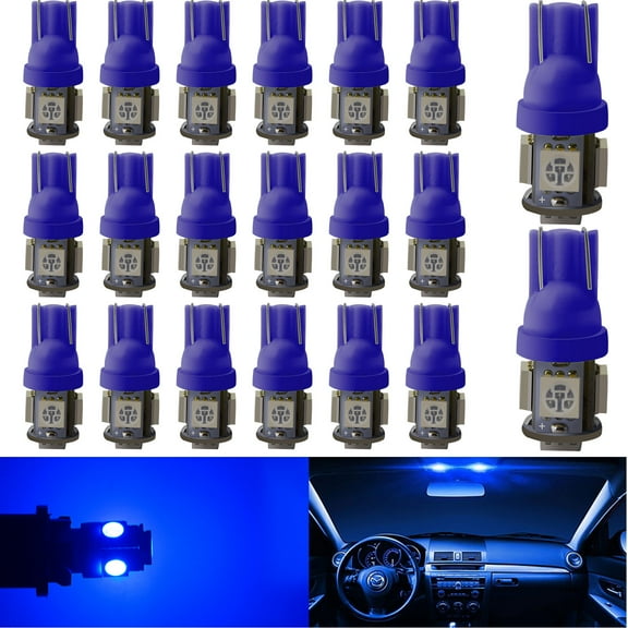 YME-Bright 194 T10 5050 Blue LED Automotive Bulb fits Car 20 Pack
