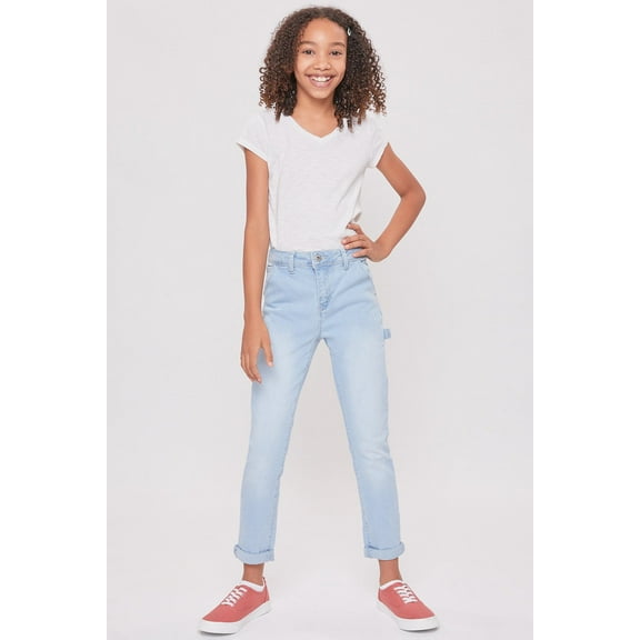 YMI Jeans Girls 1-Button Roll Cuff Carpenter Pants With Hammer Loop