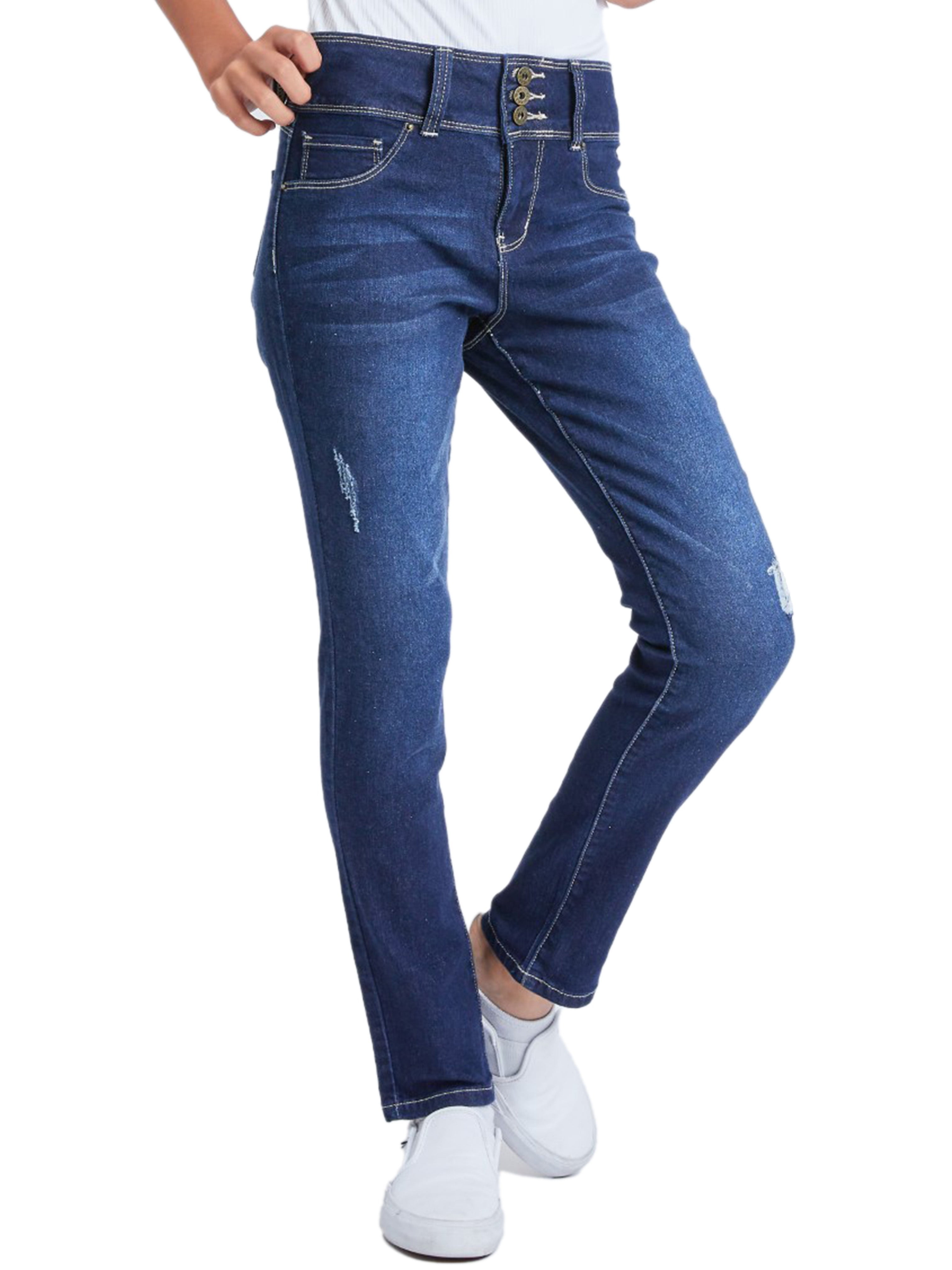 YMI Jeans Girls 3 Button Essential Skinny Jeans With Faux