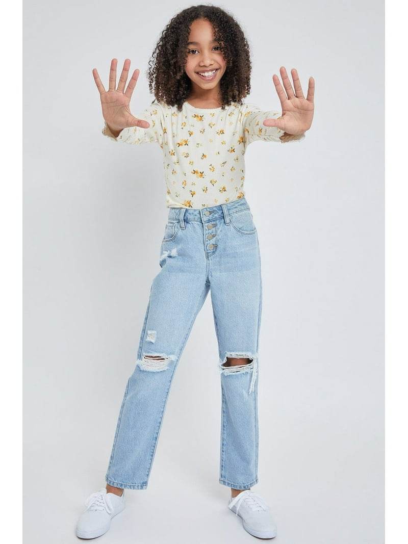 YMI Jeans Girls Selena High-Rise Straight Leg Hybrid Jean with
