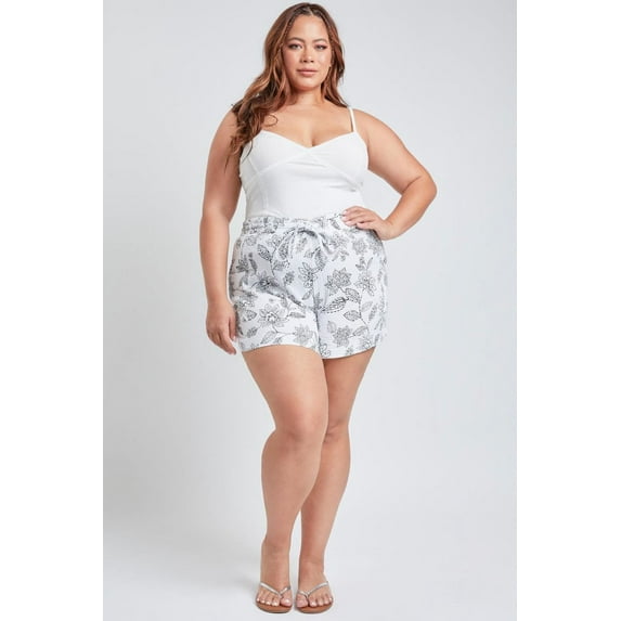 YMI Jeans Plus Size Women's Cotton Shorts With Side Patch Pocket