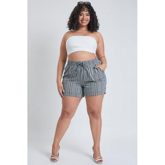 YMI Jeans Plus Size Women's Drawstring Waistband Linen Shorts