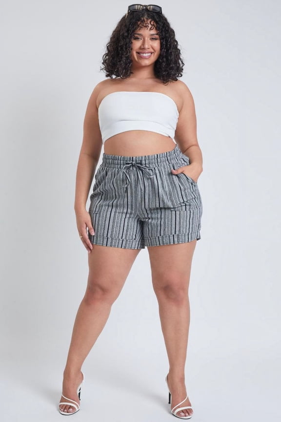 Jeans Plus Size Women's Drawstring Waistband Linen Shorts