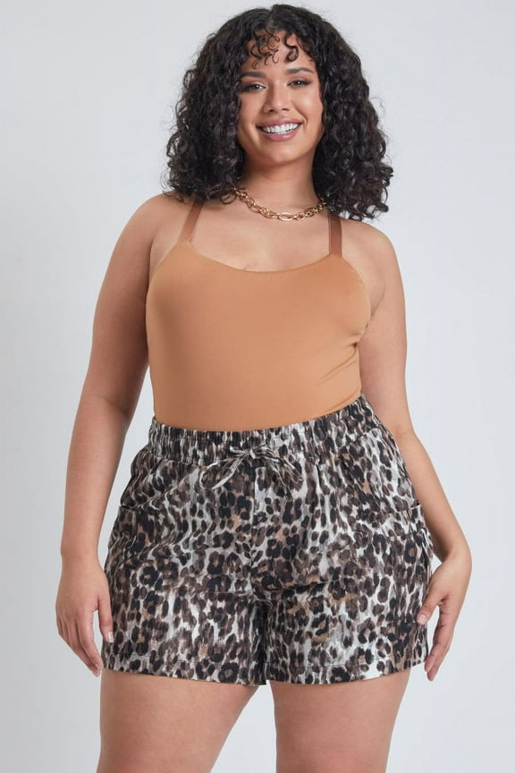 Jeans Plus Size Women's Linen Shorts With Shirred Patch Pockets