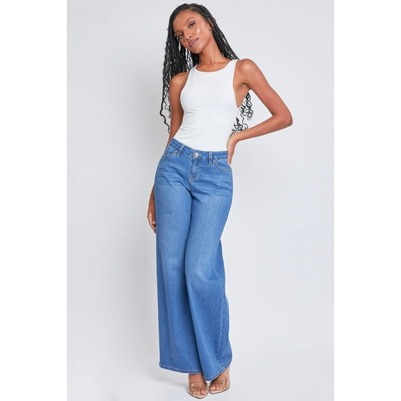 YMI Jeans Women's Essential Low Rise Wide Leg Jeans