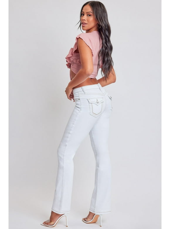 Jeans Women's Heavy Stitch Bootcut Jeans with Embroidered Pockets