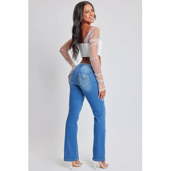 YMI Jeans Women's Heavy Stitch Bootcut Jeans with Embroidered Pockets