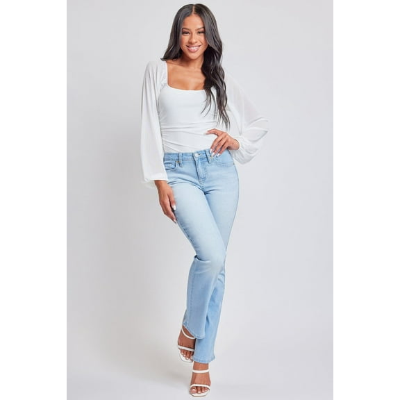 YMI Jeans Women's Heavy Stitch Mid Rise Bootcut with Embroidery