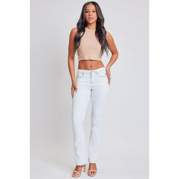 YMI Jeans Women's Heavy Stitch Mid Rise Bootcut with Embroidery