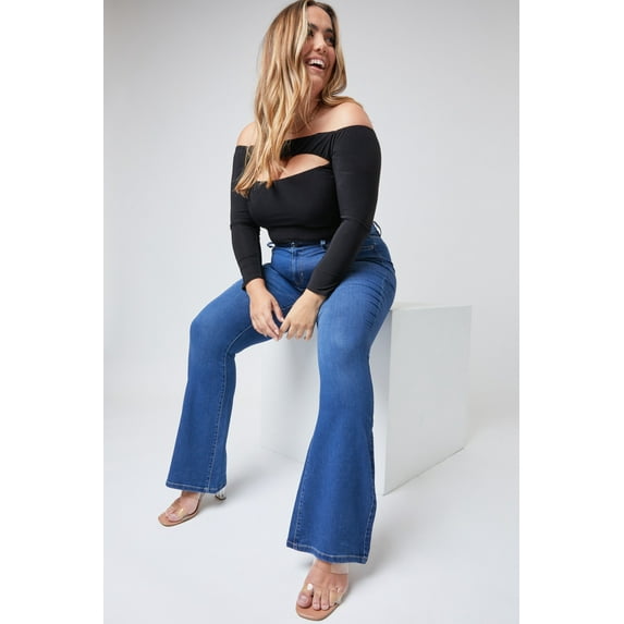 YMI Jeans Women's Plus Size Hyper Denim Super Stretchy Flare Jean