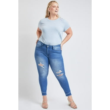 YMI Jeans Women's Plus Size Sustainable High Rise Skinny Ankle Jeans