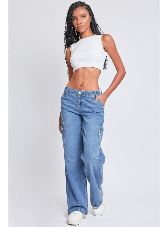 YMI Jeans Women's Straight Leg Cargo Skater Jeans