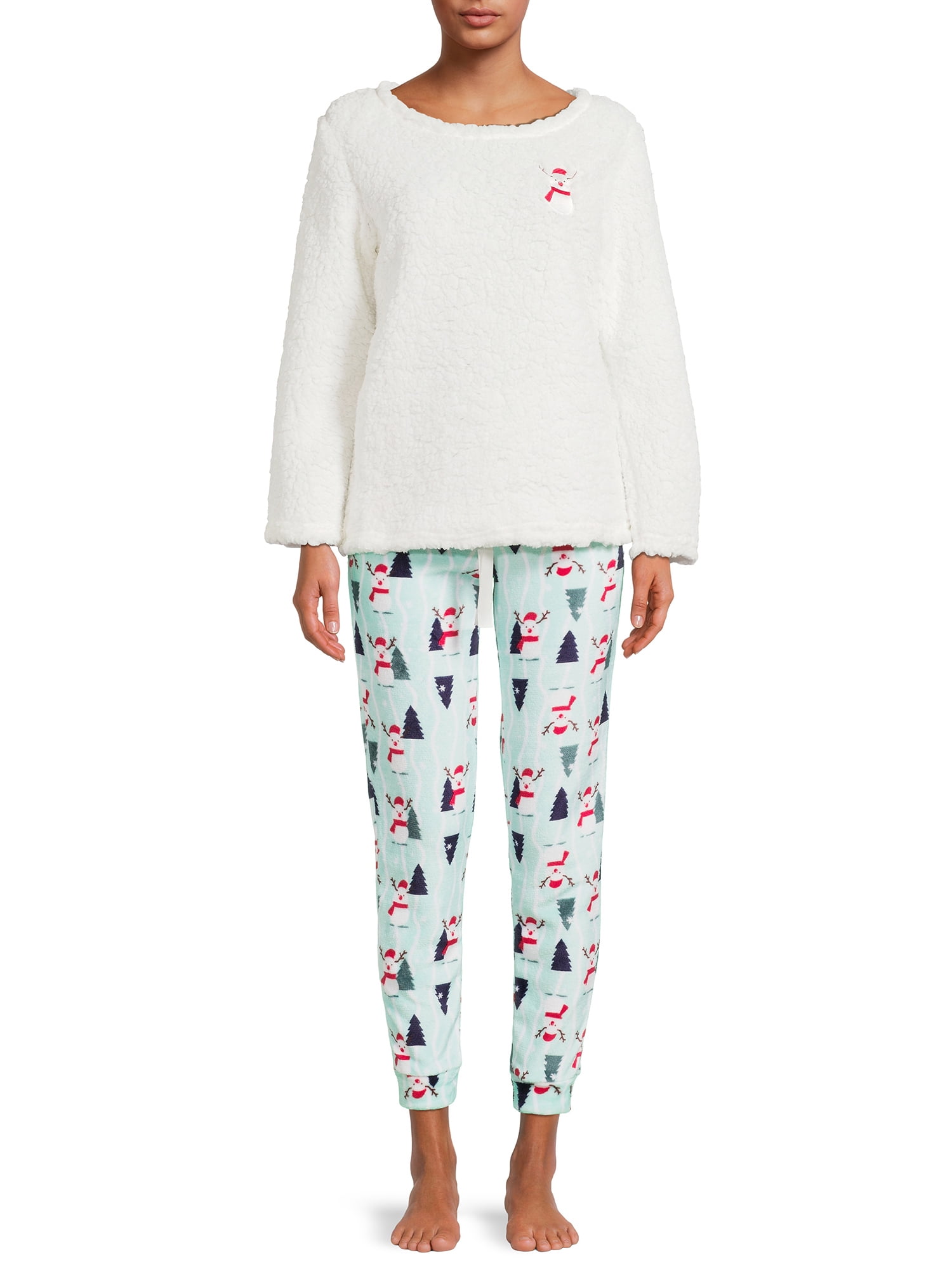 YMI Junior s Faux Sherpa Top and Print Joggers Sleep Set 2 Piece