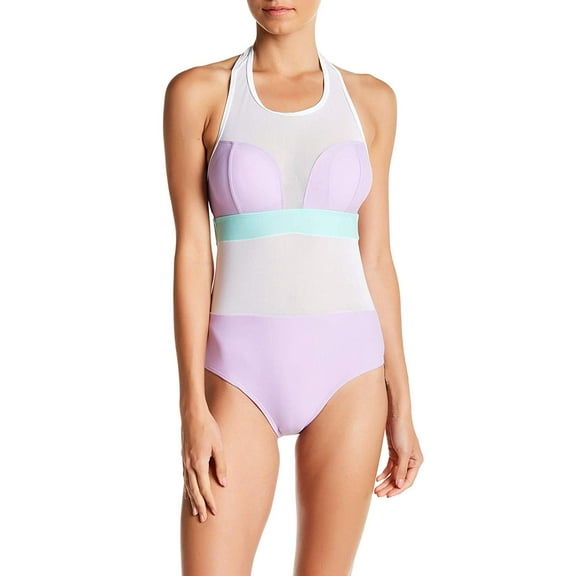 YMI Juniors' One Piece Mesh Swimsuit, Violet, Medium