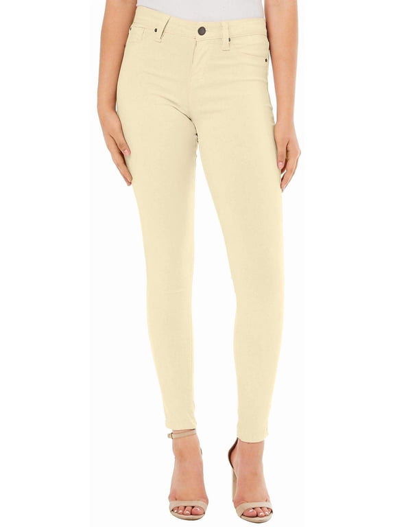 Juniors Solid Hyperstretch Skinny Pants Medium Banana Cream Yellow