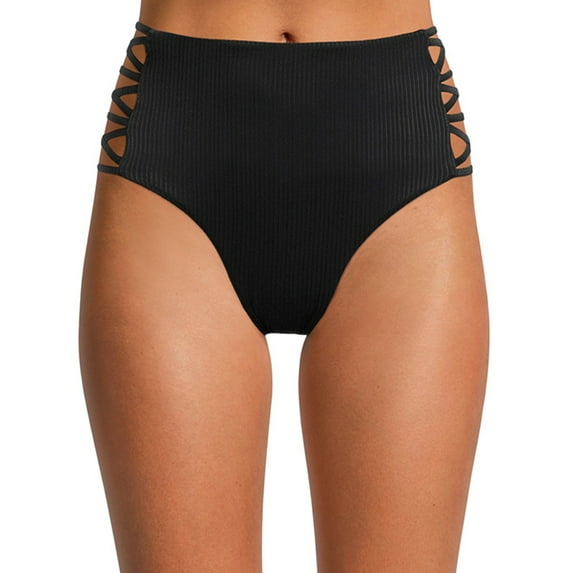 YMI Ribbed and Caging Detail Swim Bikini Bottom