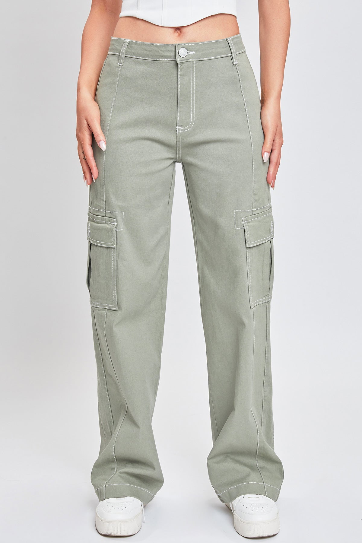 YMI Women's High Rise Cargo Pants With Front Seam Detail - Walmart.com