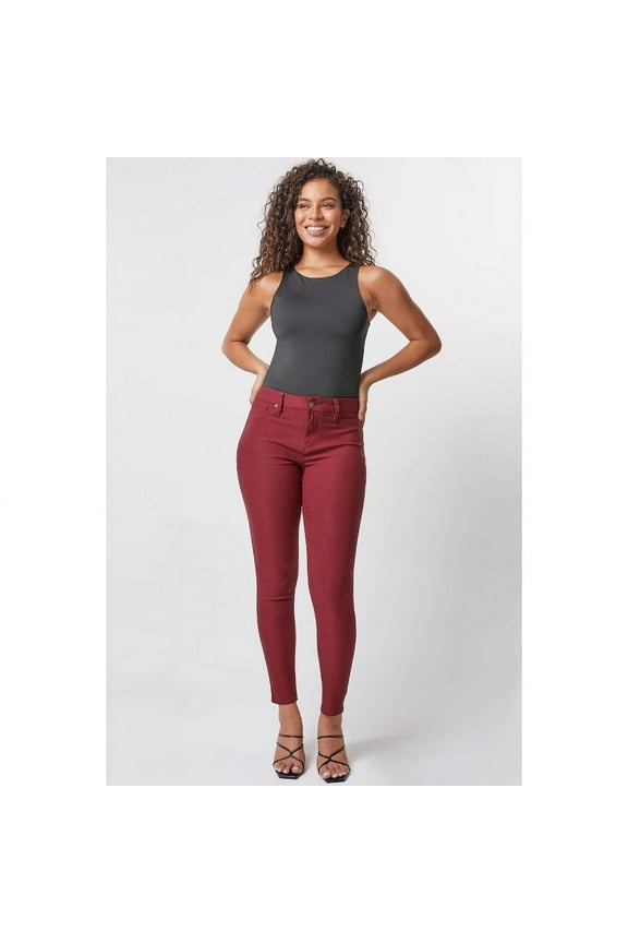Women's Hyperstretch Mid-Rise Skinny Jeans - Dark Wine - XL