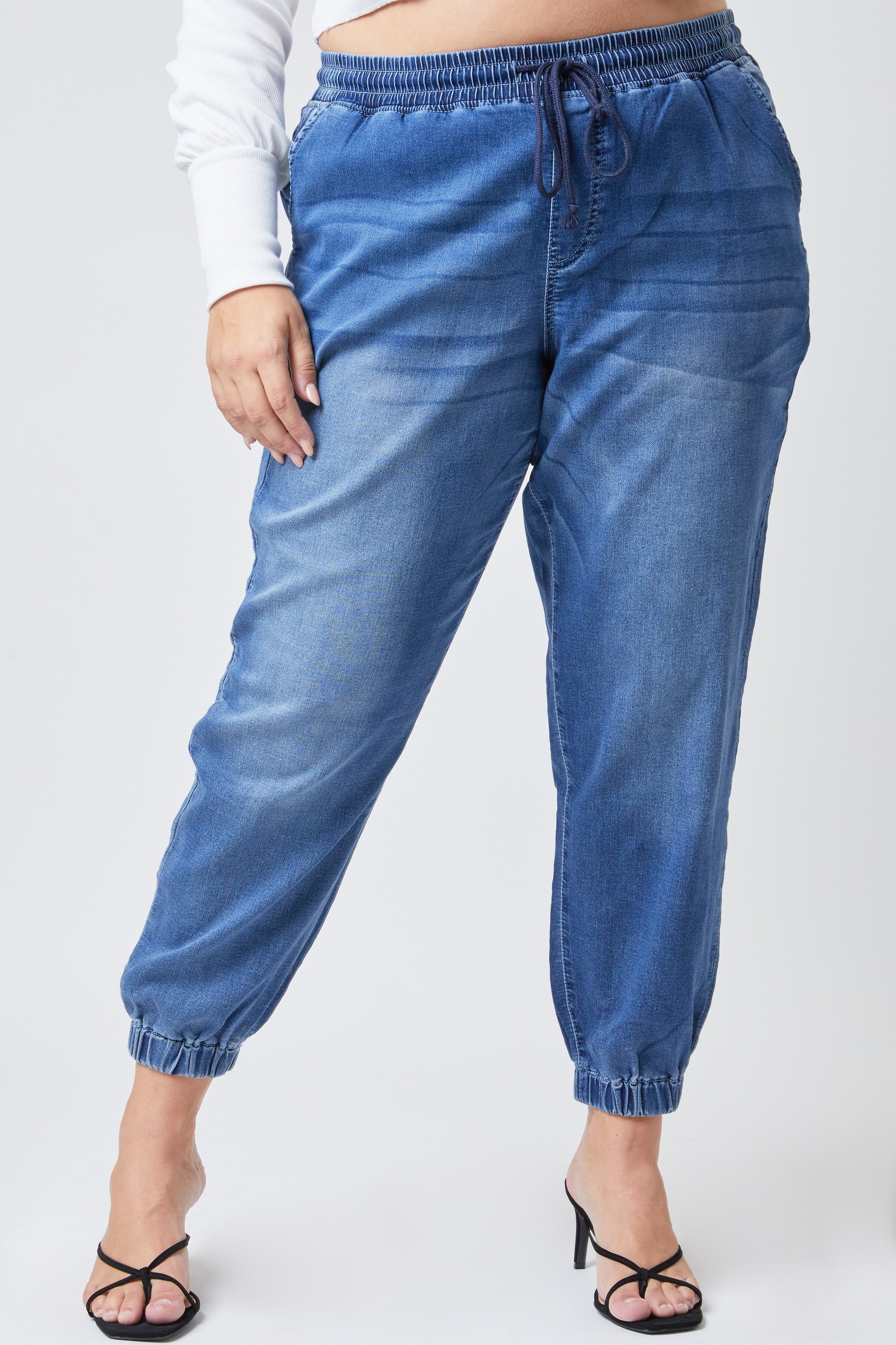 YMI Women s Plus Size High Rise Elastic Waist Jogger