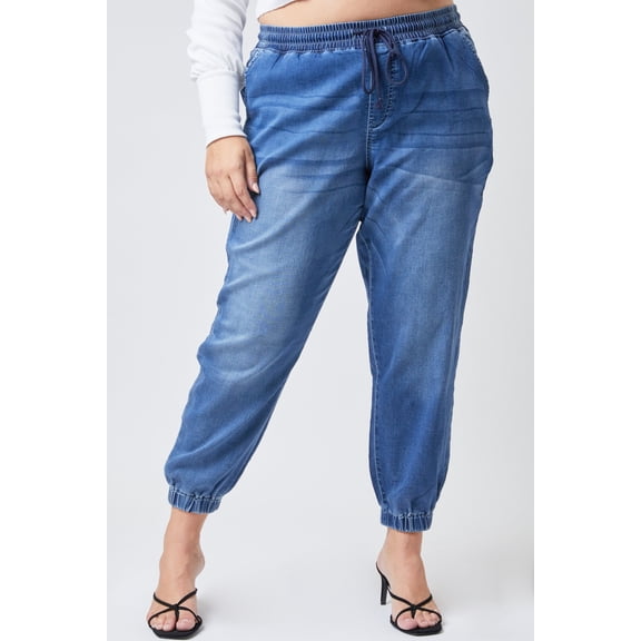 YMI Women's Plus Size High Rise Elastic Waist Jogger