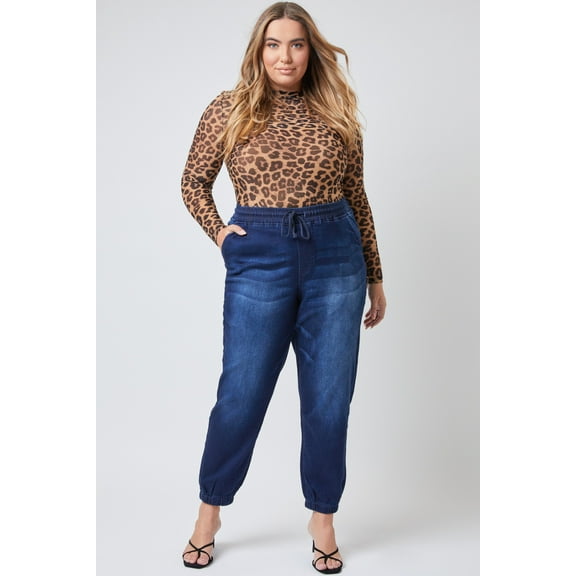 YMI Women's Plus Size High Rise Elastic Waist Jogger