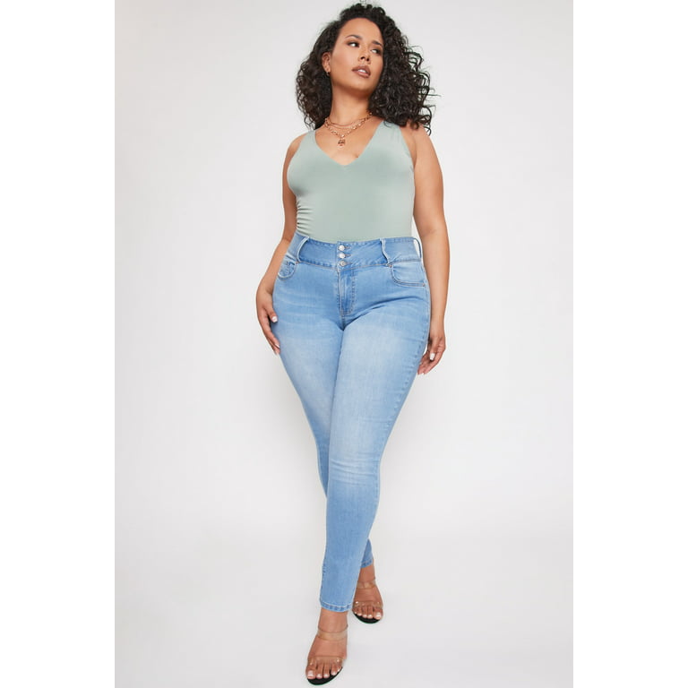 Women's Plus size High Waisted Skinny Jeans, Light Blue