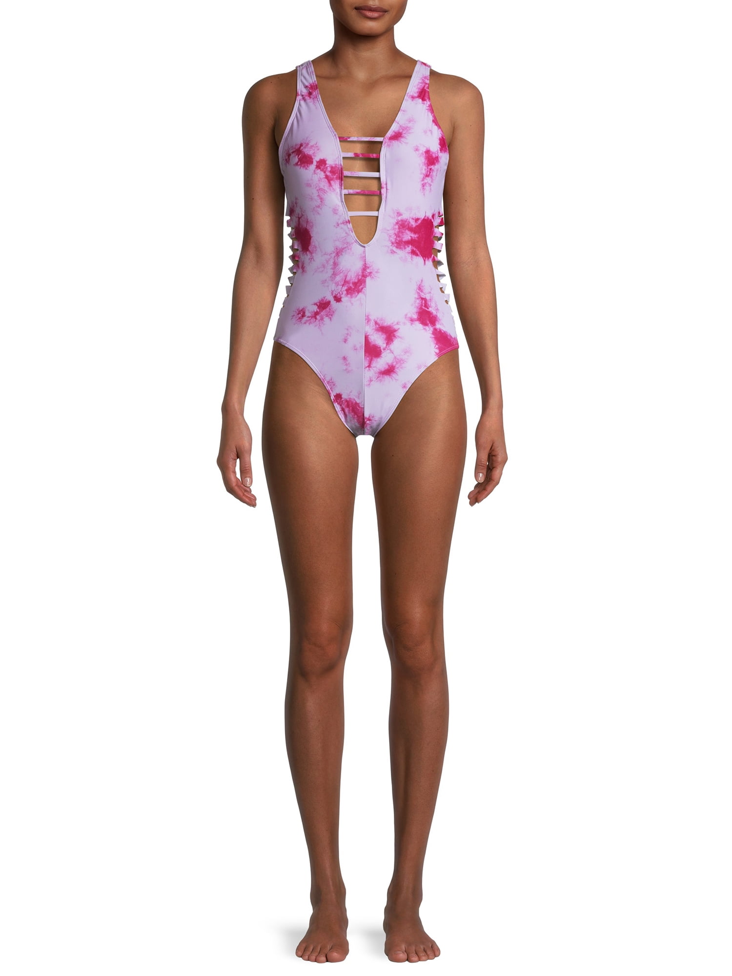 YMI Women s Tie Dye One Piece Swimsuit With Laser Cut Side Detail