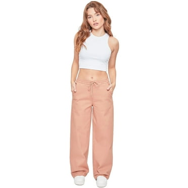 YMI Women's Wide Leg Jogger High Waist Baggy Pants with Front Pockets - Adobe - Size X Large