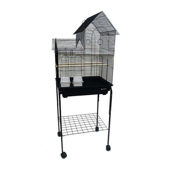 YML 1944-4924BLK Villa Top Small Bird Cage with Stand in Black