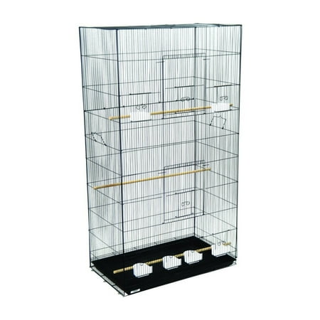 YML 1 by 2" Bar Spacing X-Large Breeding Cage with Pull Out Plastic Tray, 30 x 18 x 55 - Black