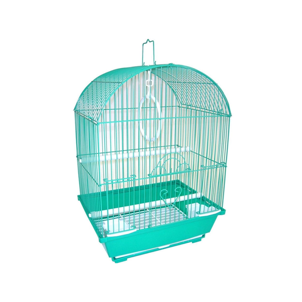 Green Metal Small Parakeet Cage with Swing and Perches