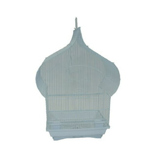 White 18-inch Medium Parakeet Wire Bird Cage for 1 or 2 Birds perfect Bird  Travel Cage and Hanging Bird House 