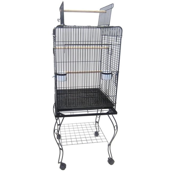 YML 1904-4924BLK Open Shell Top Cage with Stand, Black