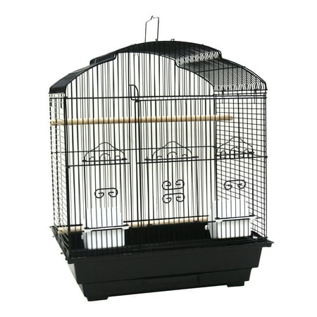 YML 3/8" Bar Spacing Shall Top Small Bird Cage with Large Swing Out Door - Black