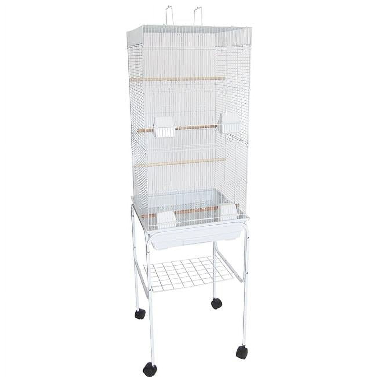 YML 6924-4814WHT 0.37 in. Bar Spacing Tall Flat Top Bird Cage with Stand, White - 18 x 18 in. - Small
