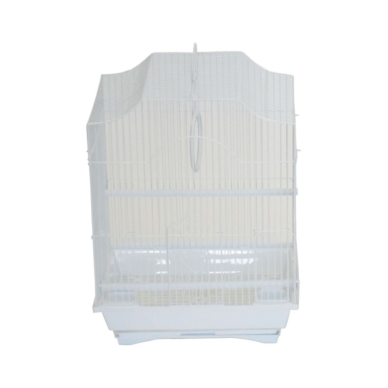Small White Metal Bird Cage with Perches and Swing