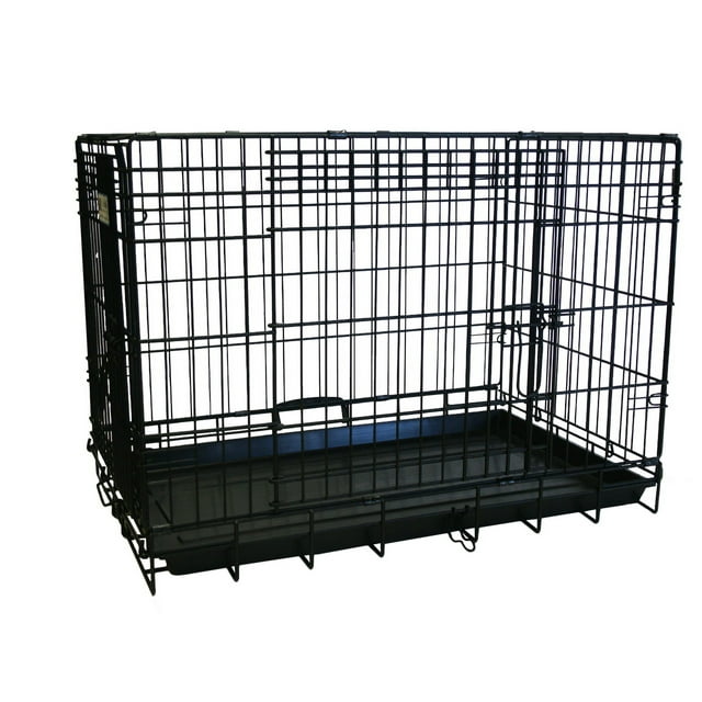 YML DSA48 Foldable Heavy Duty 2 Door Dog Crate Black
