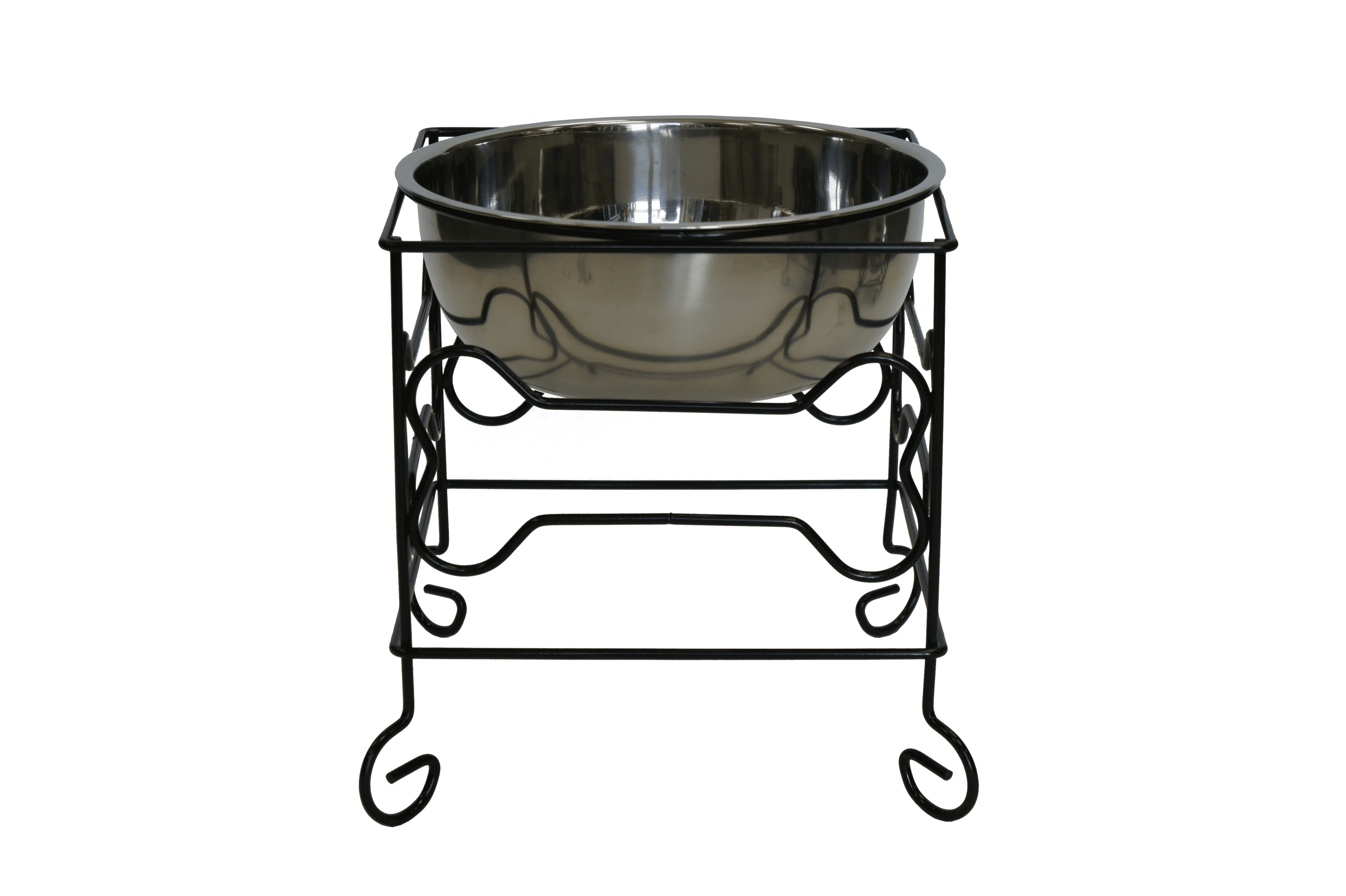 Large Elevated Wrought Iron Stand with Stainless Steel Feeder Bowl