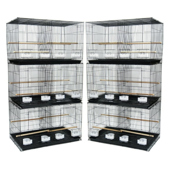 YML Lot of 6 Small Breeding Cages with Divider, Black