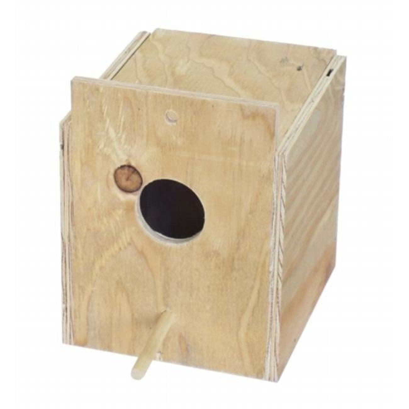 Medium Natural Plywood Bird House with Perch