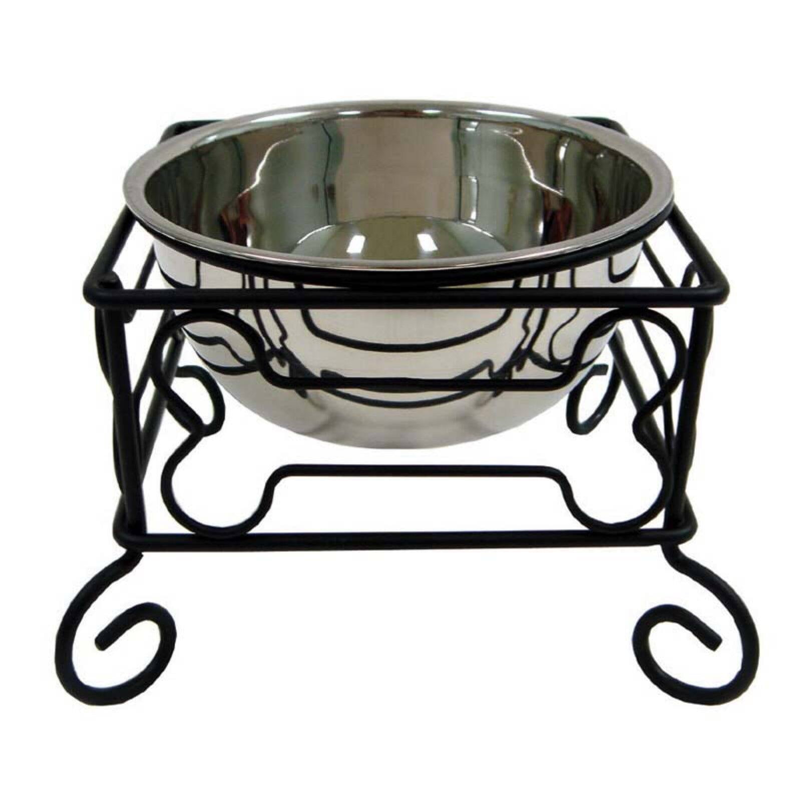 Dog feeder wall mount bowl holder powder coated steel for small dogs d –  Modern Iron Works