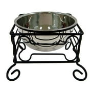 YML Elevated Wrought Iron Dog Stand with Stainless Steel Bowl