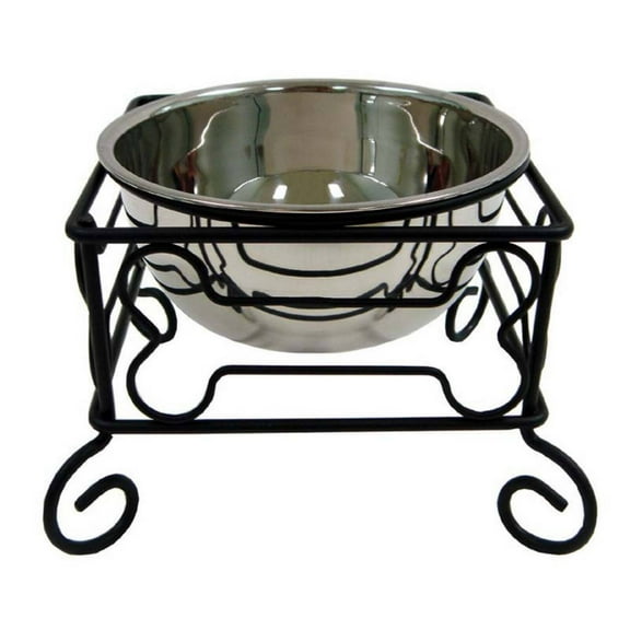 YML DSB5 Wrought Iron Stand with Single Stainless Steel Feeder Bowl